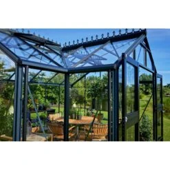 Serre Orangerie Anthracite En Verre Trempé 15,1m² - Juliana -Jardin Serre Boutique serre orangerie anthracite en verre trempe 151m juliana 15