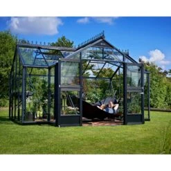 Serre Orangerie Anthracite En Verre Trempé 15,1m² - Juliana -Jardin Serre Boutique serre orangerie anthracite en verre trempe 151m juliana 3