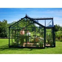 Serre Orangerie Anthracite En Verre Trempé 15,1m² - Juliana -Jardin Serre Boutique serre orangerie anthracite en verre trempe 151m juliana 8