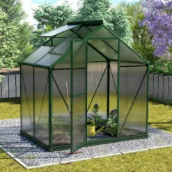 Serre Triton 2,5m² En Aluminium émeraude Et Panneaux De Polycarbonate 4mm - Vitavia -Jardin Serre Boutique serre triton 25m en aluminium emeraude et panneaux de polycarbonate 4mm vitavia 2