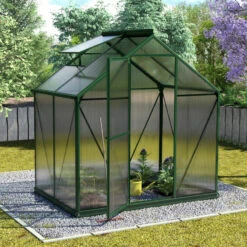 Serre Triton 2,5m² En Aluminium émeraude Et Panneaux De Polycarbonate 6mm - Vitavia -Jardin Serre Boutique serre triton 25m en aluminium emeraude et panneaux de polycarbonate 6mm vitavia 2