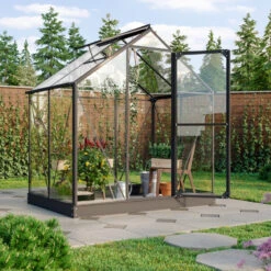 Serre Triton 2,5m² En Aluminium Noir Et Panneaux De Verre De Sécurité De 3mm - Vitavia -Jardin Serre Boutique serre triton 25m en aluminium noir et panneaux de verre de securite de 3mm vitavia 1