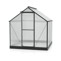 Serre Triton 3,8m² En Aluminium Noir Et Panneaux De Polycarbonate 6mm - Vitavia -Jardin Serre Boutique serre triton 38m en aluminium noir et panneaux de polycarbonate 6mm vitavia 2