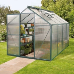Serre Triton 5m² En Aluminium émeraude Et Panneaux De Polycarbonate 4mm - Vitavia