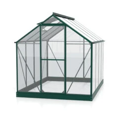 Serre Triton 5m² En Aluminium émeraude Et Panneaux De Verre De Sécurité De 3mm - Vitavia -Jardin Serre Boutique serre triton 5m en aluminium emeraude et panneaux de verre de securite de 3mm vitavia 3
