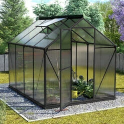 Serre Triton 5m² En Aluminium Noir Et Panneaux De Polycarbonate 6mm - Vitavia -Jardin Serre Boutique serre triton 5m en aluminium noir et panneaux de polycarbonate 6mm vitavia 1
