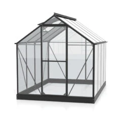 Serre Triton 5m² En Aluminium Noir Et Panneaux De Verre De Sécurité De 3mm - Vitavia -Jardin Serre Boutique serre triton 5m en aluminium noir et panneaux de verre de securite de 3mm vitavia 4