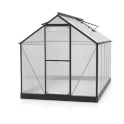 Serre Triton 6,2m² En Aluminium Noir Et Panneaux De Polycarbonate 4mm - Vitavia -Jardin Serre Boutique serre triton 62m en aluminium noir et panneaux de polycarbonate 4mm vitavia 2