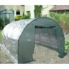 Serre Tunnel 18m² Avec Couverture Verte En PE Armé 140gr/m² Habrita -Jardin Serre Boutique serre tunnel structure metal couverture pe arme 140grm vert 18m