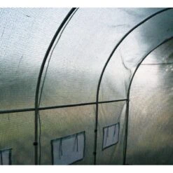 Serre Tunnel 18m² Avec Couverture Verte En PE Armé 140gr/m² Habrita -Jardin Serre Boutique serre tunnel structure metal couverture pe arme 140grm vert 18m 5