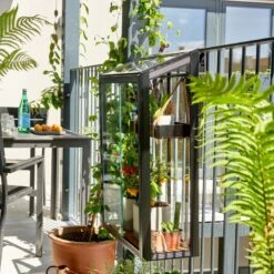 Serre Urbaine Balcony En Verre Trempé Avec étagères – Juliana -Jardin Serre Boutique serre urbaine 016m en verre trempe avec etageres balcony greenhouse juliana 3