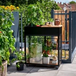 Serre Urbaine Vertical En Verre Trempé Avec Roulettes – Juliana -Jardin Serre Boutique serre urbaine en verre trempe avec roulettes vertical greenhouse juliana 4