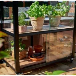 Serre Urbaine En Verre Trempé Avec Roulettes City - Juliana 39 Serre Urbaine En Verre Trempé Avec Roulettes City - Juliana -Jardin Serre Boutique serre veranda aluminium anthracite et verre trempe 44m juliana 17