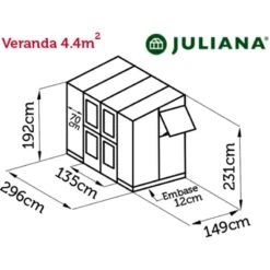 Serre Veranda Aluminium Anthracite Et Verre Trempé 4,4m² - Juliana -Jardin Serre Boutique serre veranda aluminium anthracite et verre trempe 44m juliana 30