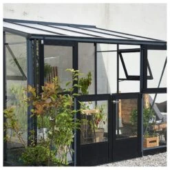 Serre Veranda Aluminium Anthracite Et Verre Trempé 6,6m² - Juliana -Jardin Serre Boutique serre veranda aluminium anthracite et verre trempe 66m juliana 2