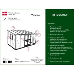 Serre Veranda Aluminium Anthracite Et Verre Trempé 6,6m² - Juliana -Jardin Serre Boutique serre veranda aluminium anthracite et verre trempe 66m juliana 5